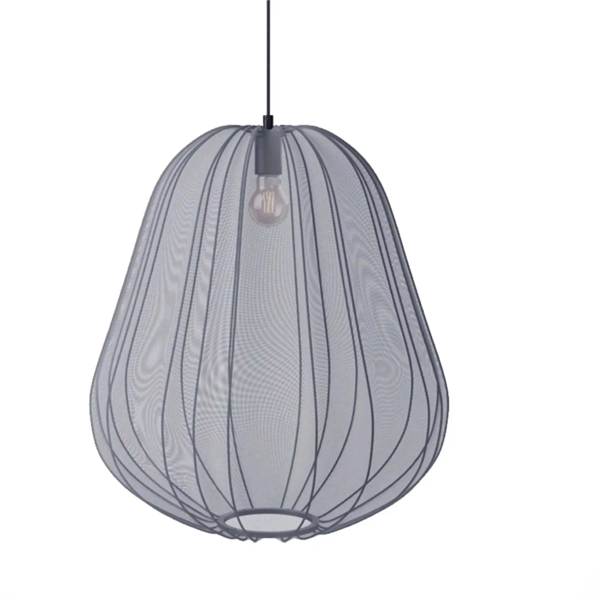 Japanese style pumpkin-shaped ceiling pendant lamp with branching arms and integrated LED lighting in grey blue finish