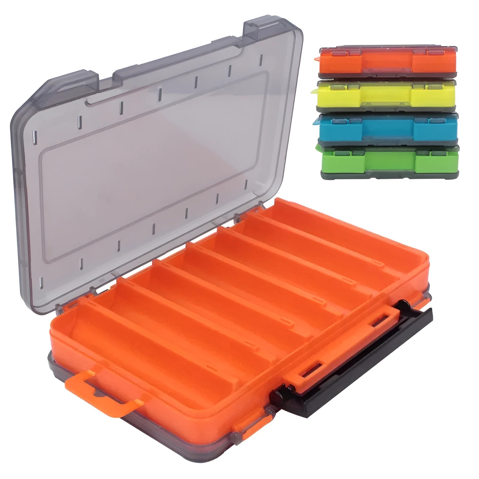 U Model Wood Shrimp Box Accessory Box in PP plastic, orange colour, large size, on white background.