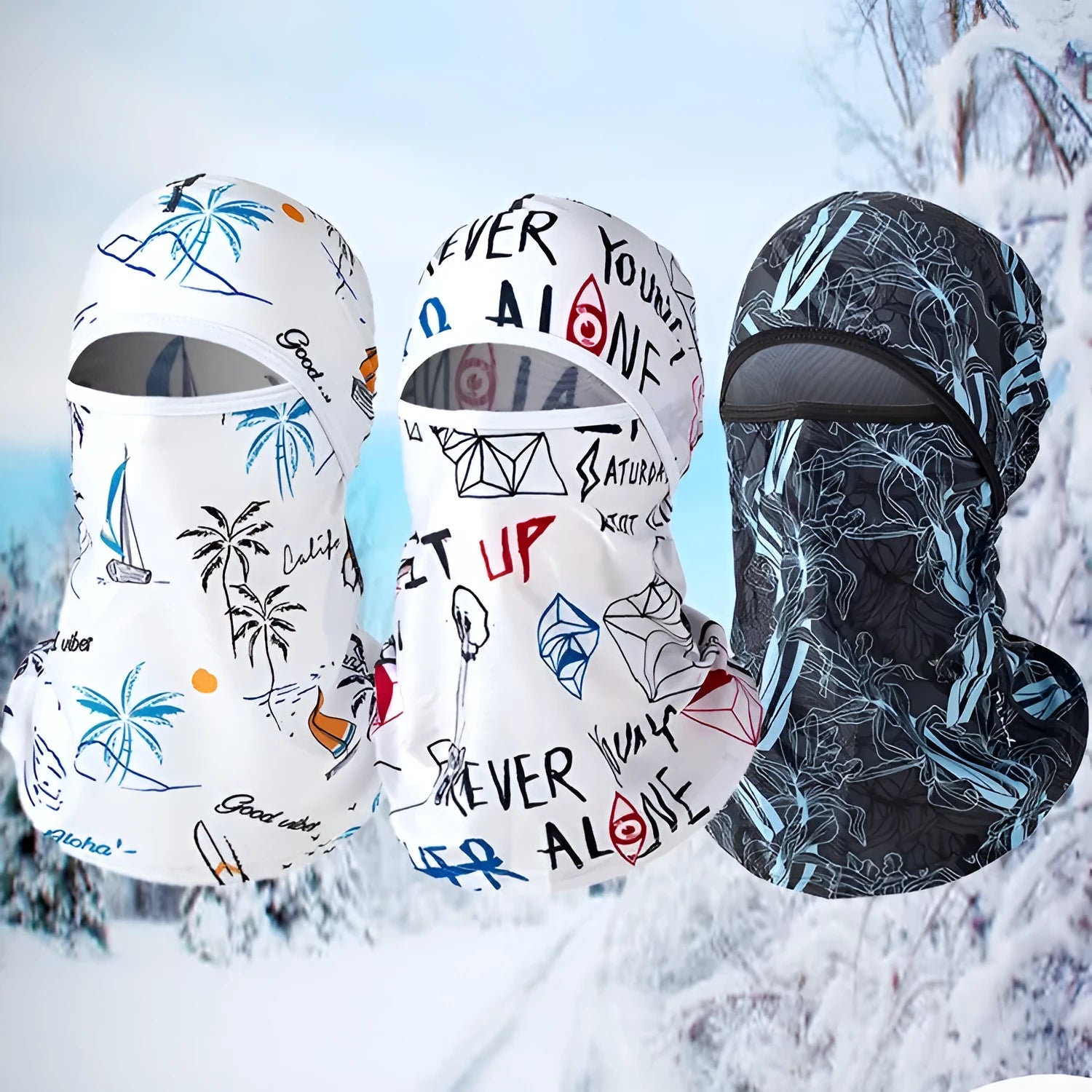 Unisex cotton motorcycle head cover in average size 55-60cm with dome cap design, shown with included gloves.