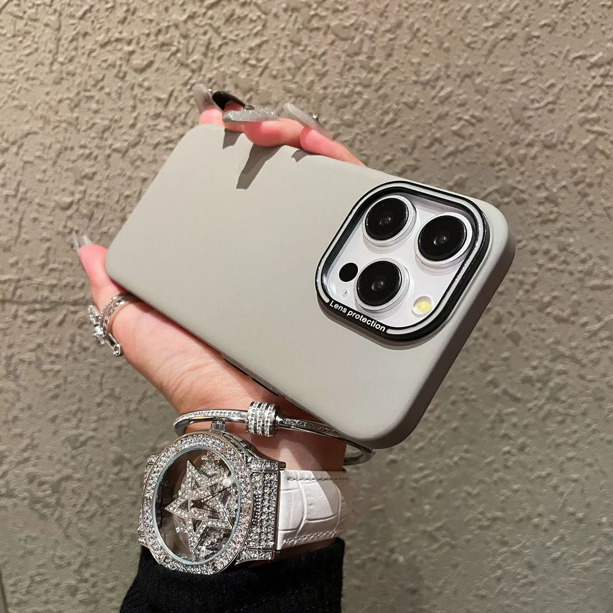 Frosted crystal sand skin feel phone case for iPhone 14 in titanium gray colour