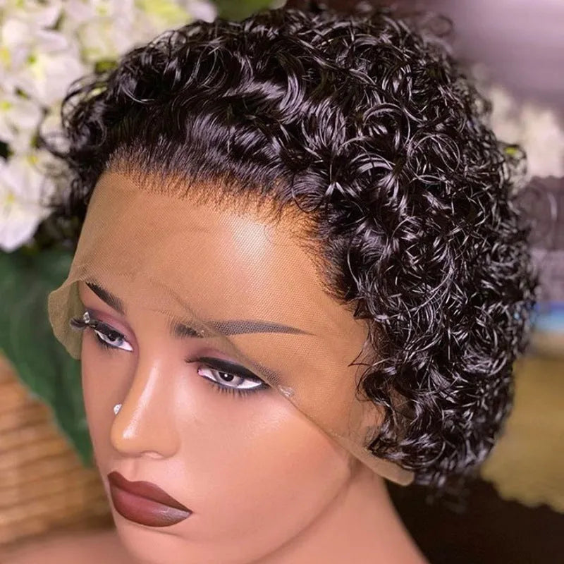 Black human hair wig cover in natural style, colour 13x1, shown ready for daily wear