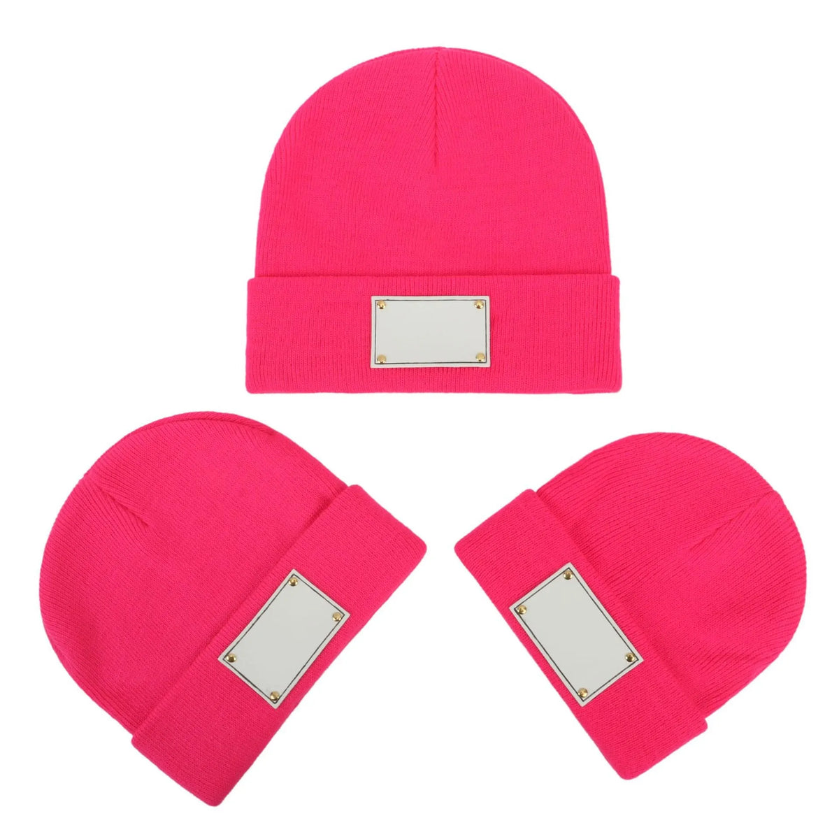 Knitted warm pullover hat in acrylic fibre, dome top, brimless, available in multiple colours and sizes for babies to adults