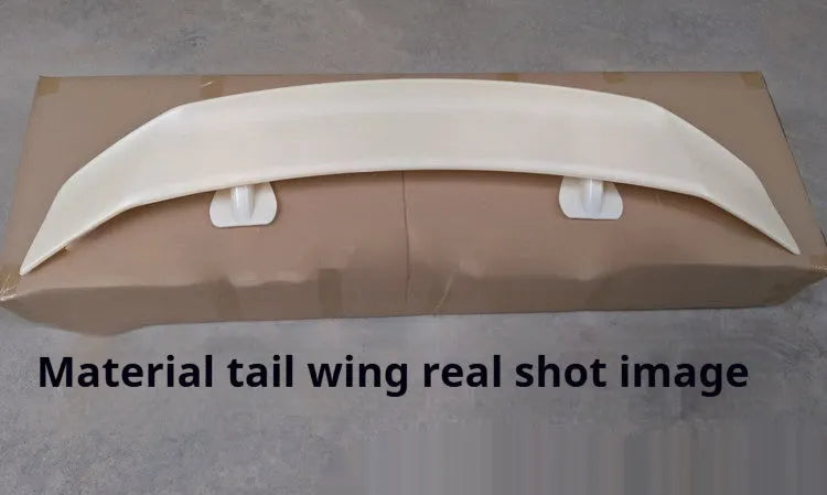 Punch-free ABS plastic car tail wing spoiler shown in bright black finish