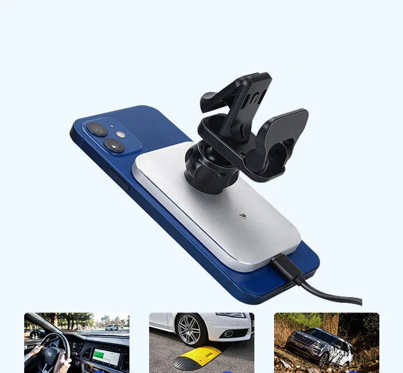 Black magnetic wireless charging car phone holder with 15W charging for Apple iPhone 12 series