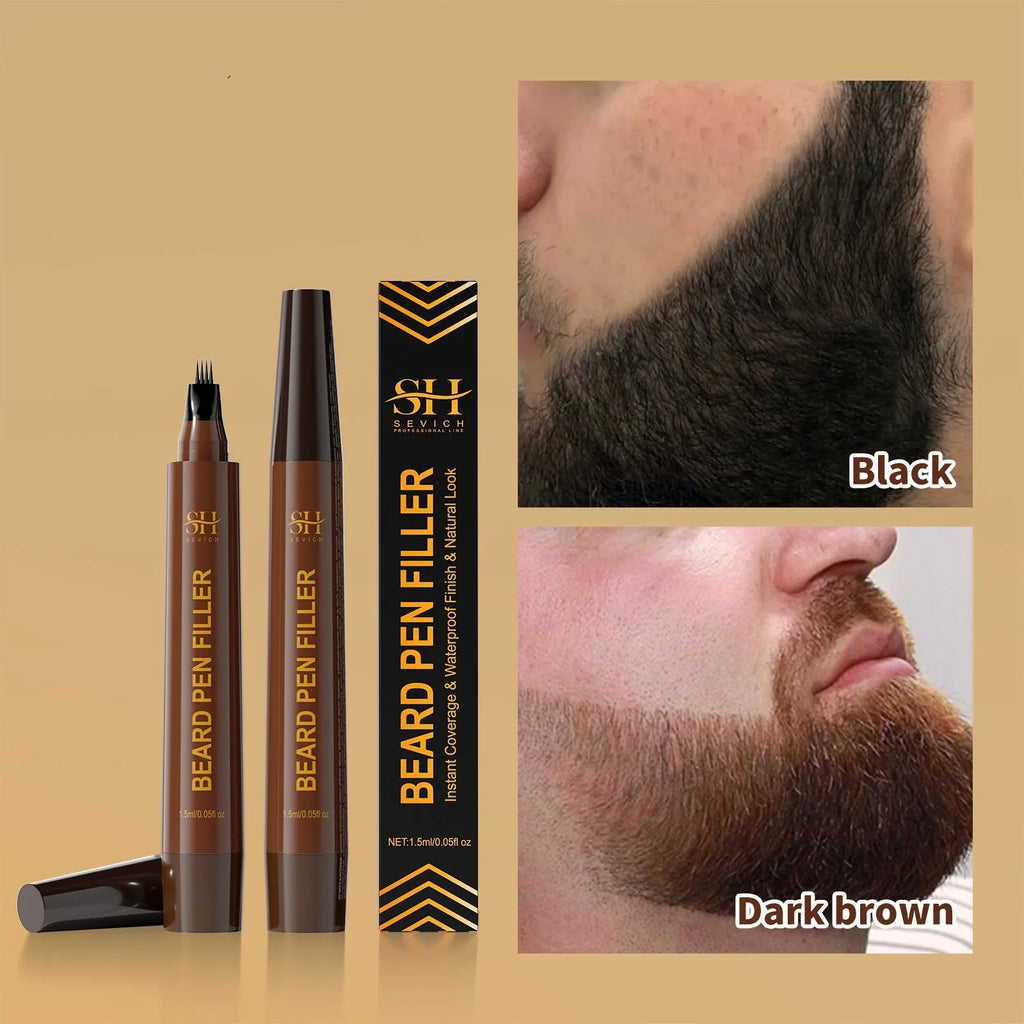 Men's sweatproof eyebrow pencil in black and dark brown for beard and hairline grooming