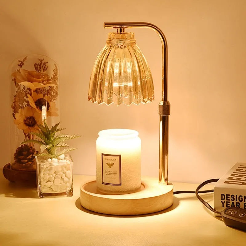 Linglan fragrance lamp French retro style striped champagne gold fire-free table lamp with dimming function