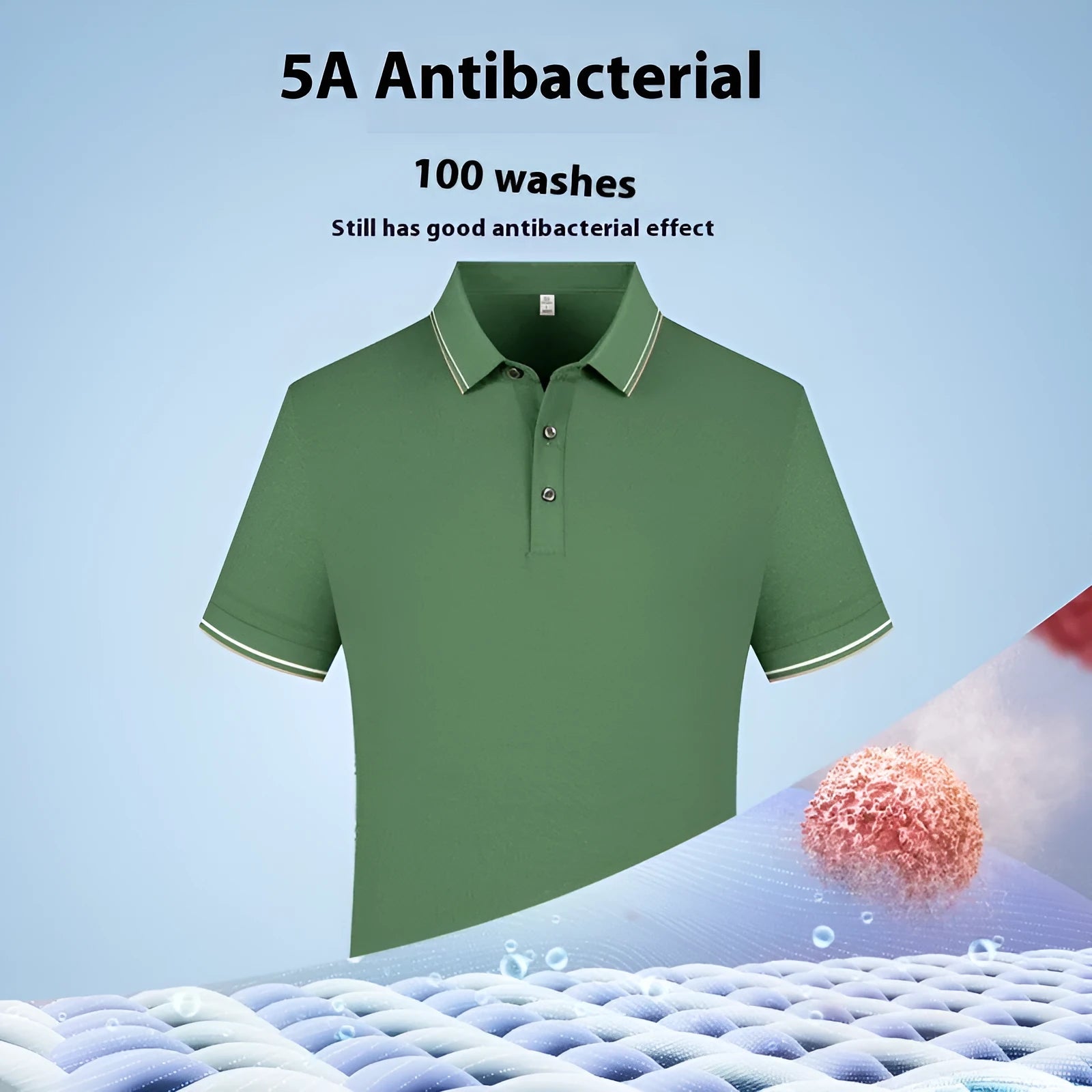 men's casual polo shirt in white with lapel collar and short sleeves, pearl cotton fabric