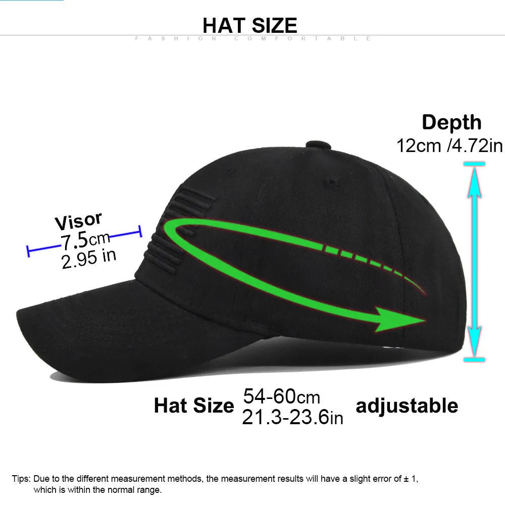 Cotton stereo embroidered peaked cap hard top dome crown sun hat with 7.5cm brim adjustable 54-60cm