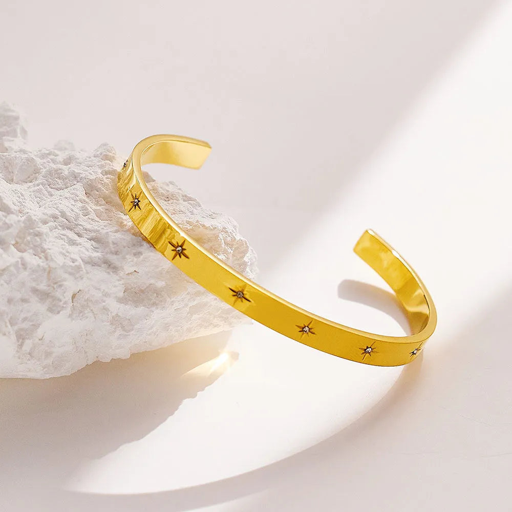 Non-fading electroplated stainless steel bracelet for women in B037 Golden Eyes colour fashion OL style