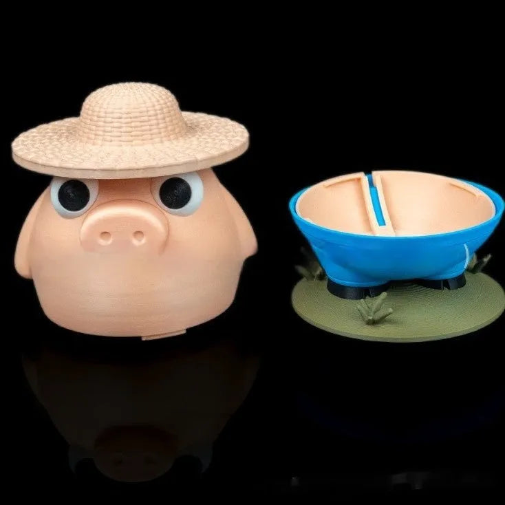 Creative farm animal plastic coin bank in pink and skin colour 17x11x11.7cm