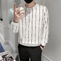 Niche men's round neck slim-fit corduroy sweater in black, pullover style