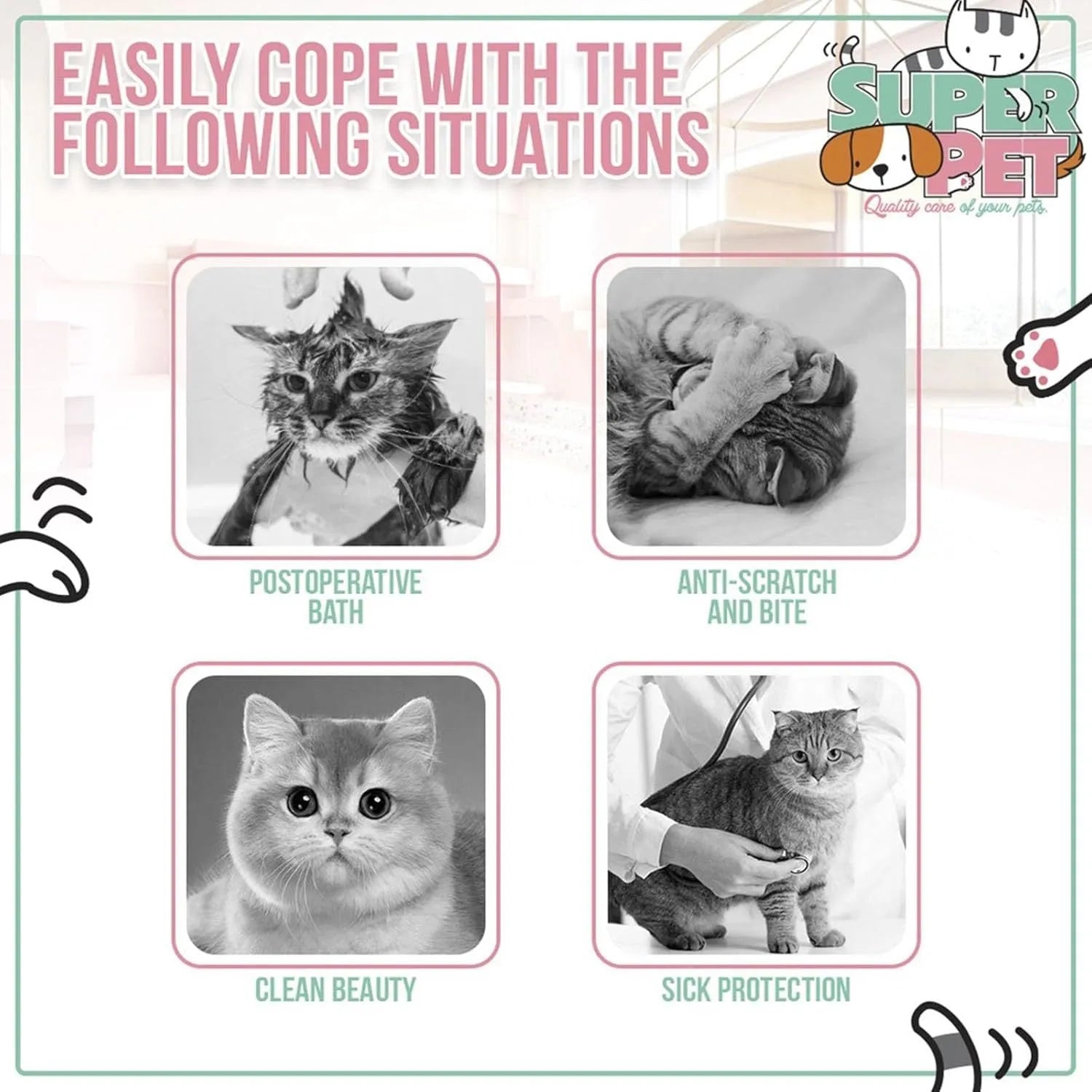 Soft cat cone collar with cute bee design showing Velcro closure and adjustable sizing