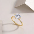 Forget-me-not wedding ring set with 3-carat moissanite in gold-plated S925 silver band on gift box