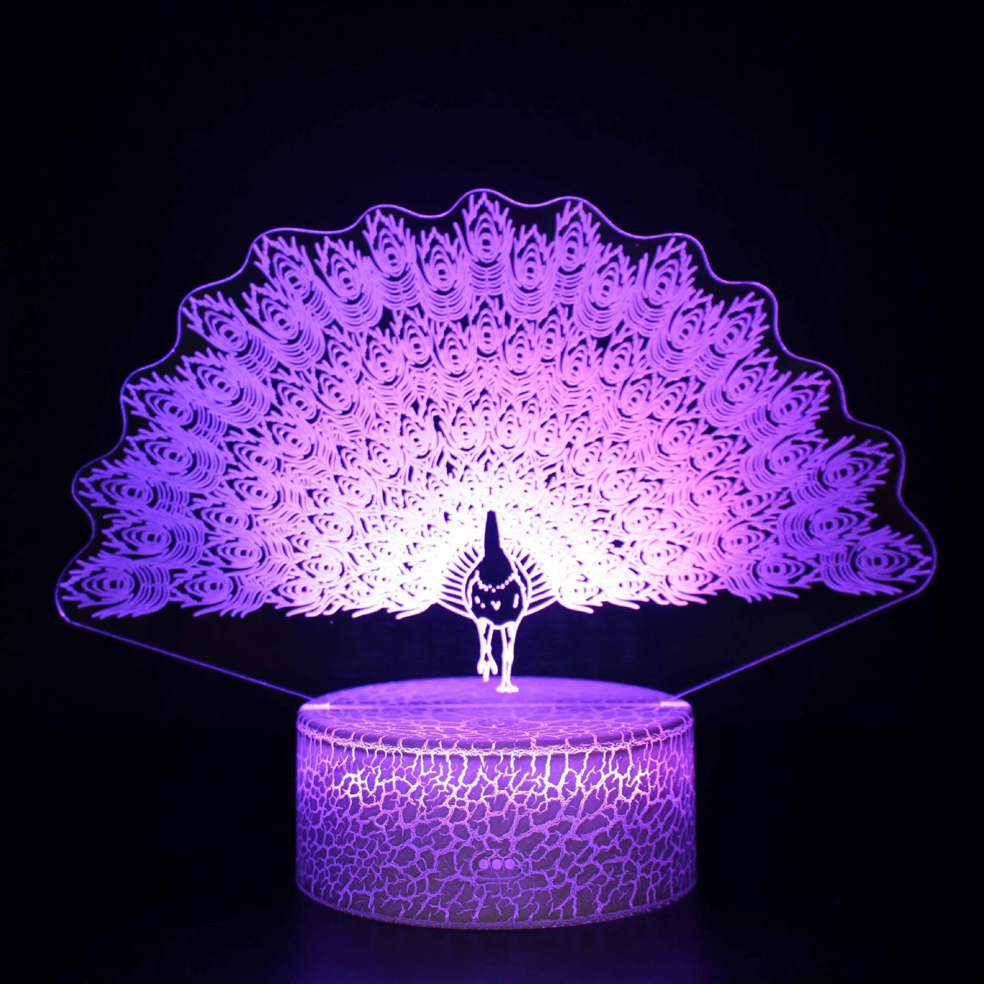 Acrylic 3D USB table lamp with colourful crack base design and touch controls