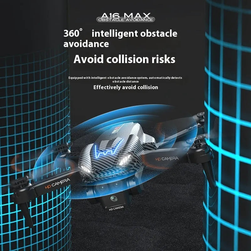 Optical flow positioning three-camera obstacle avoidance drone for aerial photography in silver gray