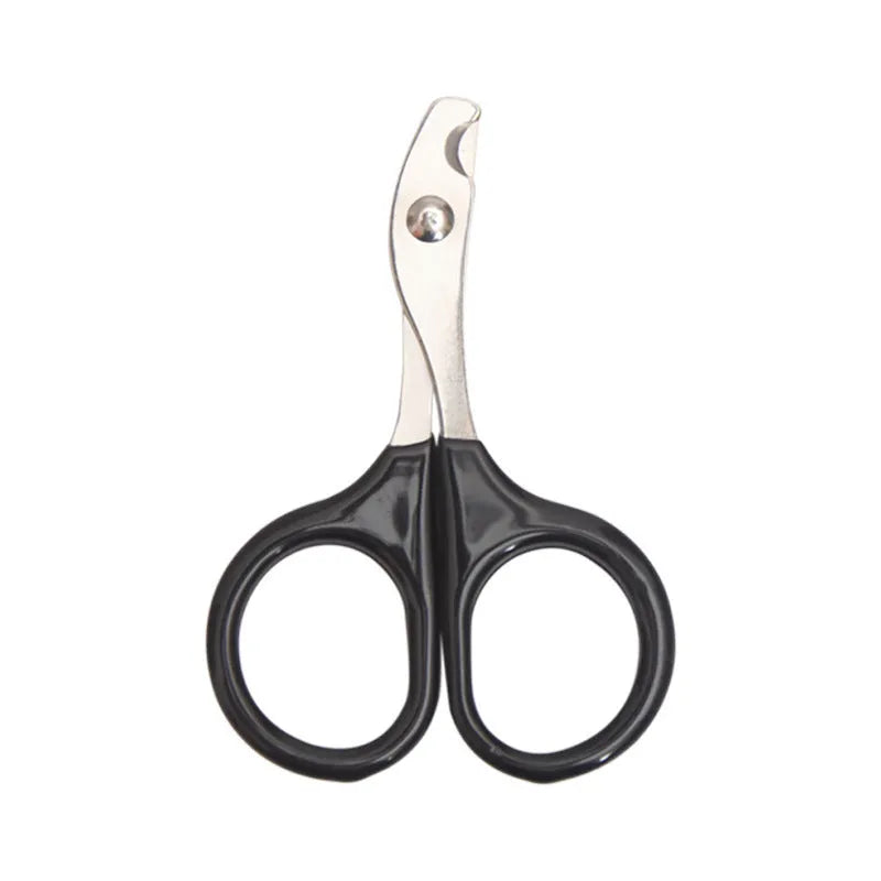 Pet nail clippers with stainless steel blades and coloured plastic and rubber handle