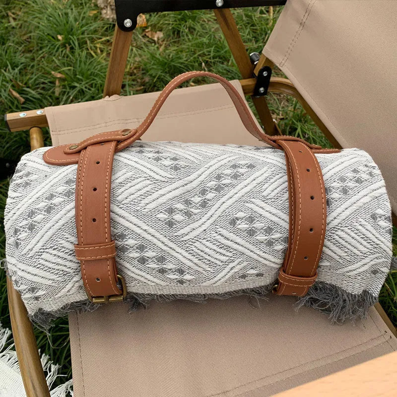 New Chessboard Plaid Knitted Thickened Camping Rugs Picnic Mat Fashion Tassel Acrylic Picnic Blanket in Khaki White Gray White Yellow White White Plaid White Powder Green White Gray Plaid Yellow Plaid Green Black Red Sizes 90x90 130x180 180x180 230x250 cm