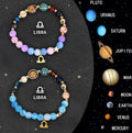 Natural stone twelve zodiac sign beaded bracelet set two bracelets per pack on white background