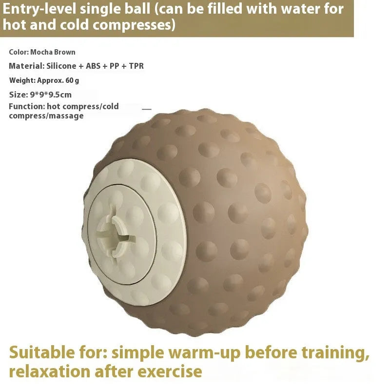 Massage ball set for cold and hot compress therapy in dual and single ball configurations