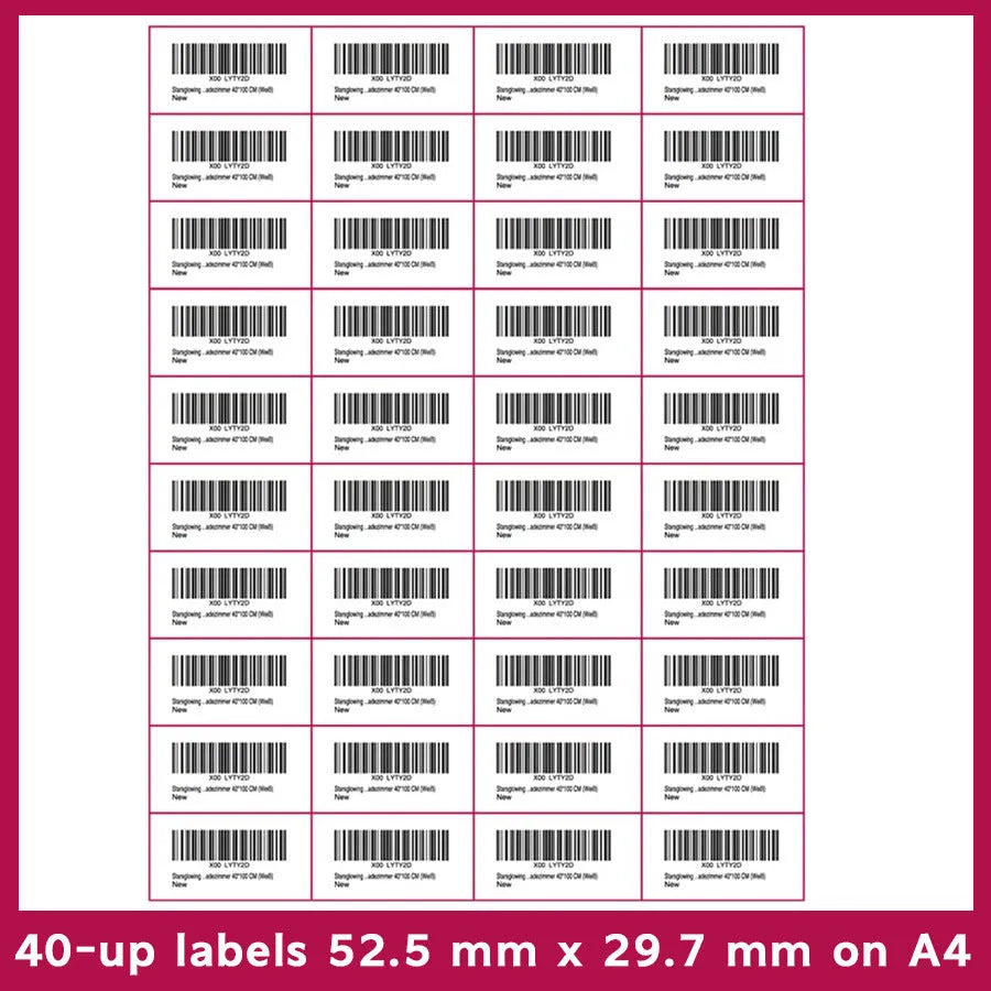 Pack of blank white A4 FBA label paper sheets for printing barcodes