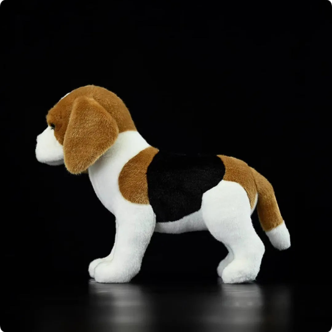 Realistic beagle dog plush doll 29cm soft simulation stuffed animal on white background
