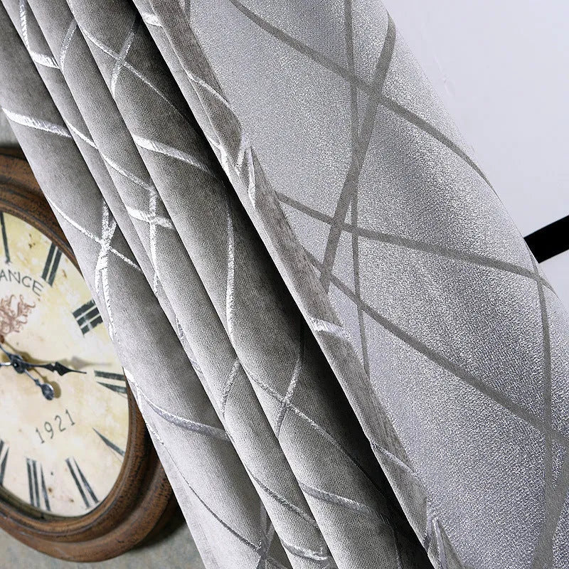 Modern chenille blackout curtain in neutral colour with jacquard weave texture