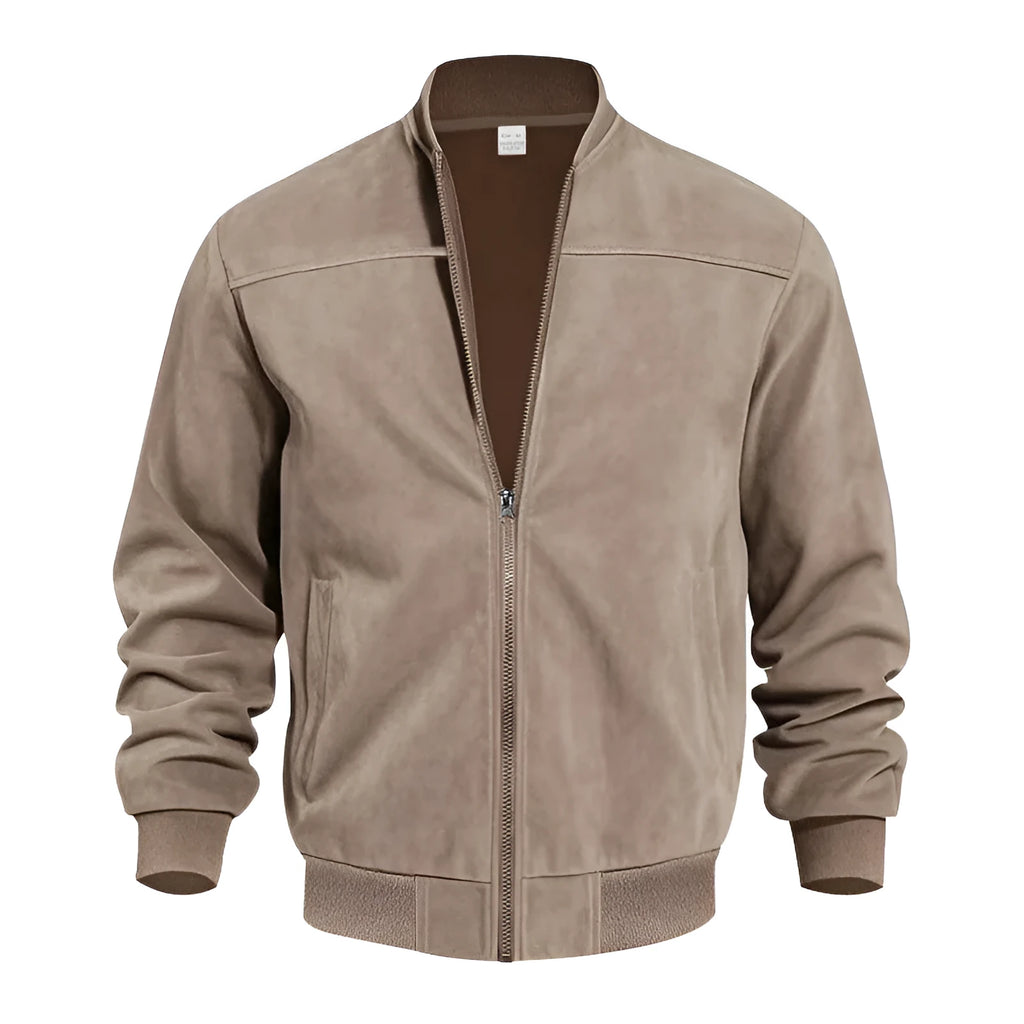 Men's plus size suede jacket with zipper front in multiple colour options