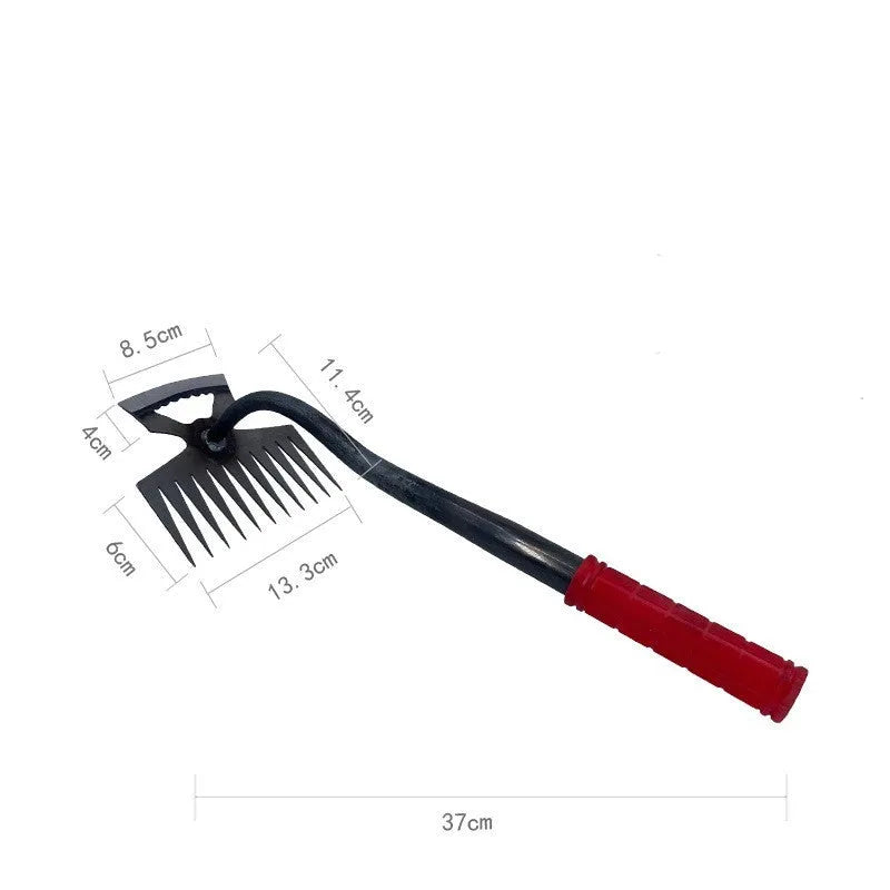 Alloy steel dual-purpose garden hoe rake tool with multiple tooth configuration options