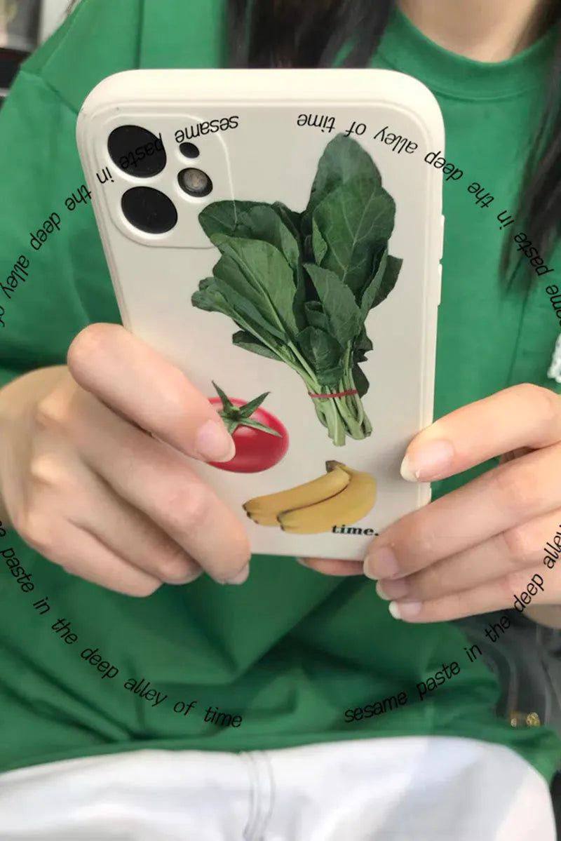 Spinach liquid silicone anti drop phone case with fine-pore texture for iPhone models