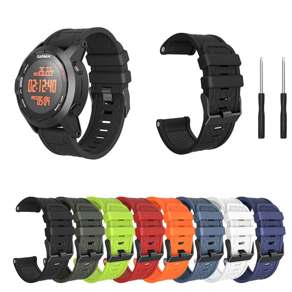 Jiaming 26mm silicone sports watch strap with stainless steel buckle in multiple colour options