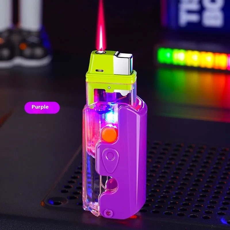 Colourful plastic radish-shaped lighter in orange, purple or green with wind-resistant design
