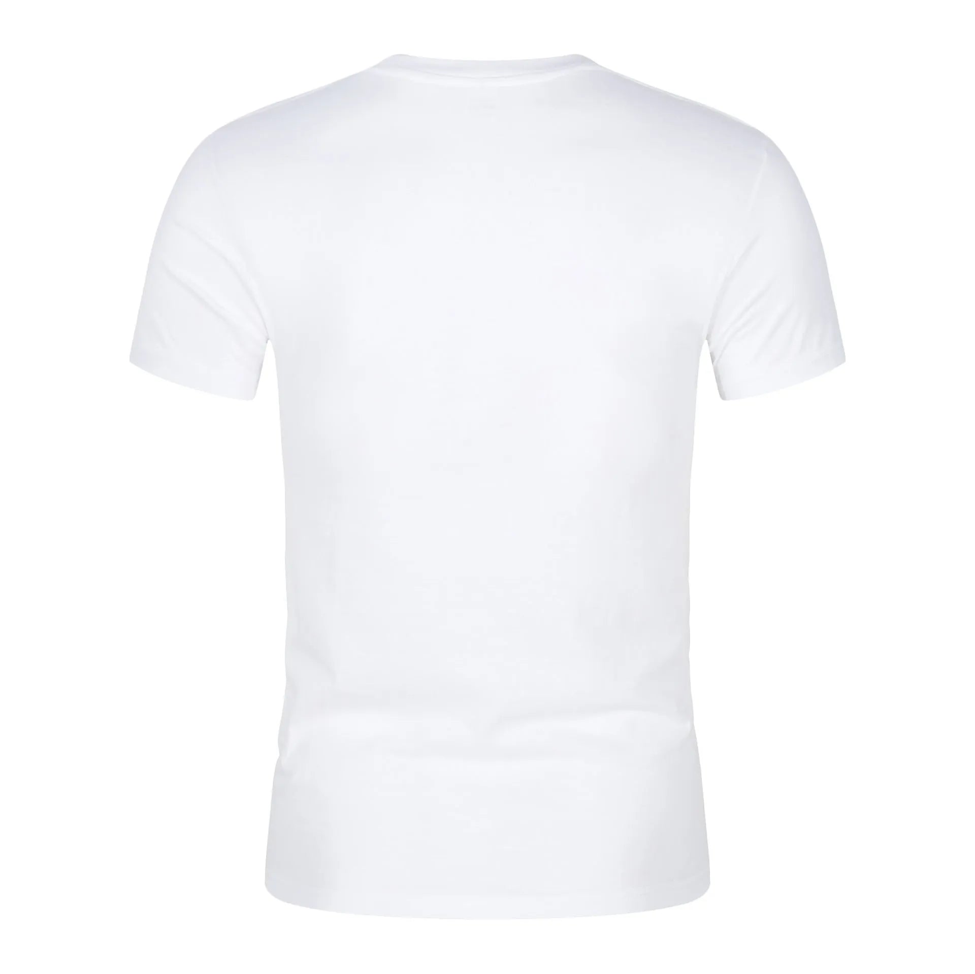 Men's solid black and white CVC cotton short-sleeved t-shirt with round neck.