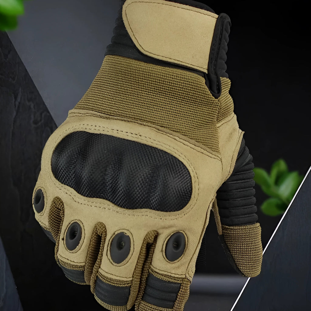 Touch screen military tactical full finger motorbike gloves in knitted fabric available in black army green wolf brown