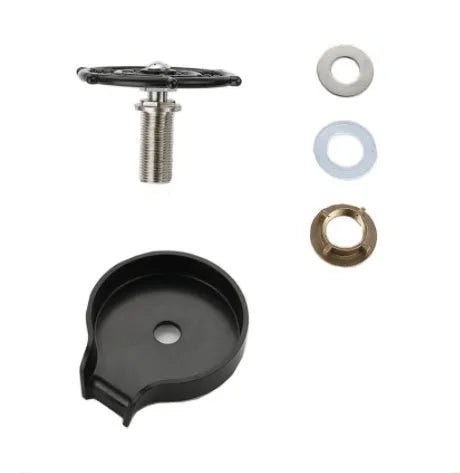 Black high-pressure automatic stainless steel glass washer with copper hose on ABS base.