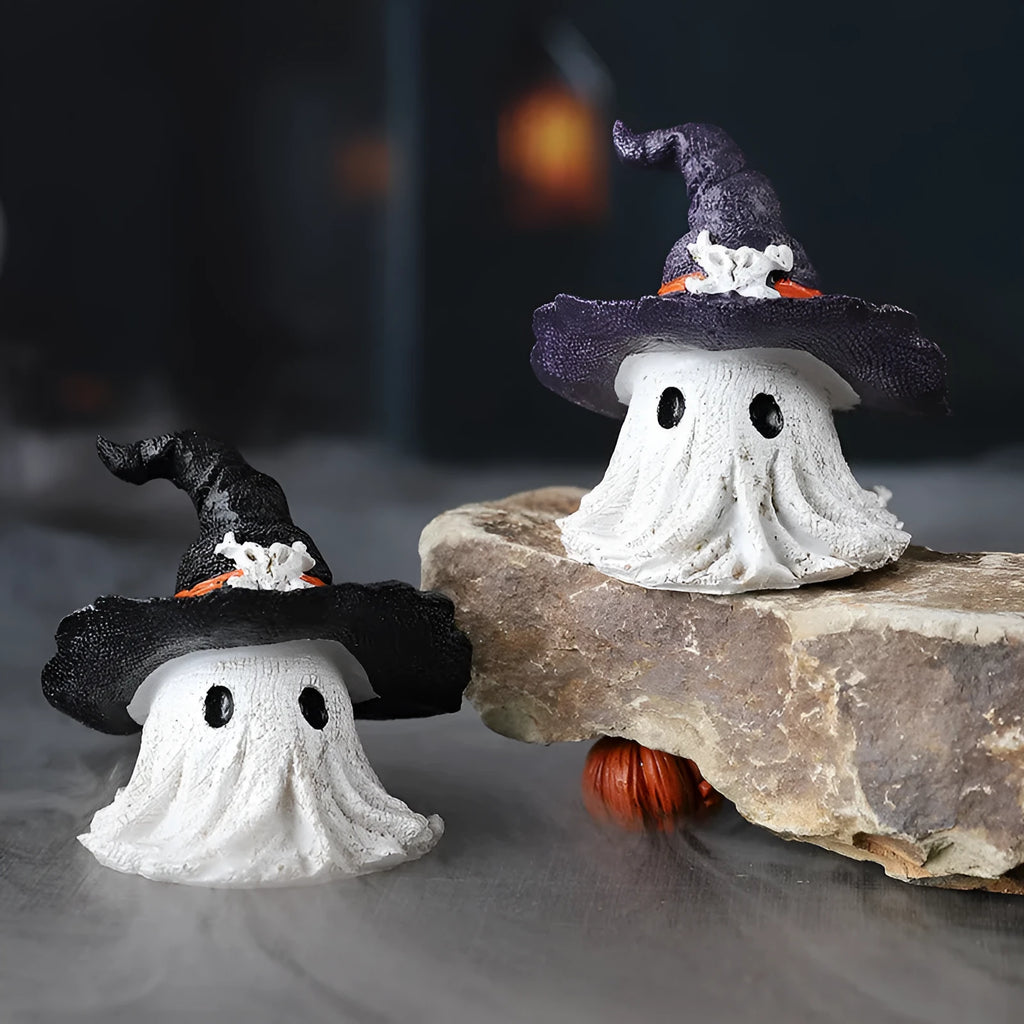 Resin wizard hat ornament in purple and black for Halloween Christmas Easter decoration