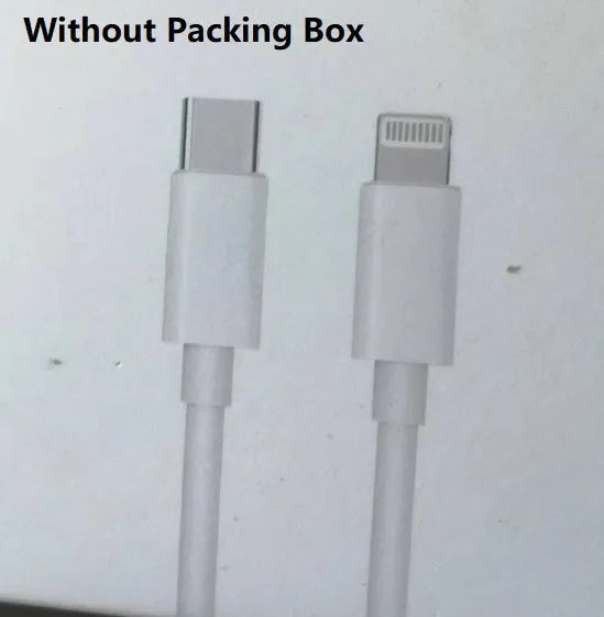 White 20W USB-C PD fast charger with UK plug and a choice of cable lengths.
