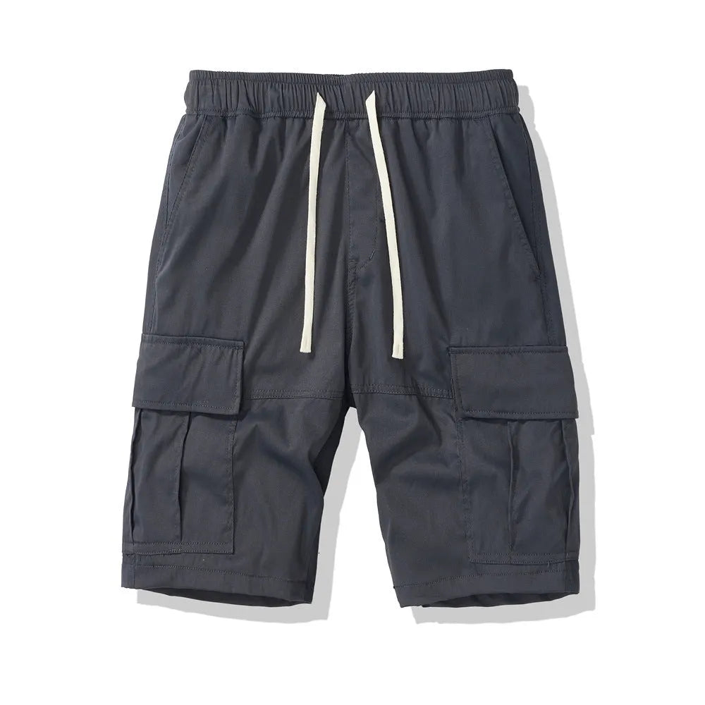 Men's loose-fit cropped pants with multiple pockets in polyester for summer outdoor wear
