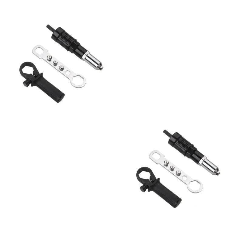 Black metal electric drill rivet gun tool with three-jaw chuck measuring 173mm long