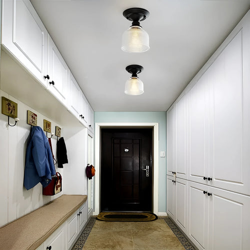 American retro single-head lamp with glass cover for hallway and balcony lighting