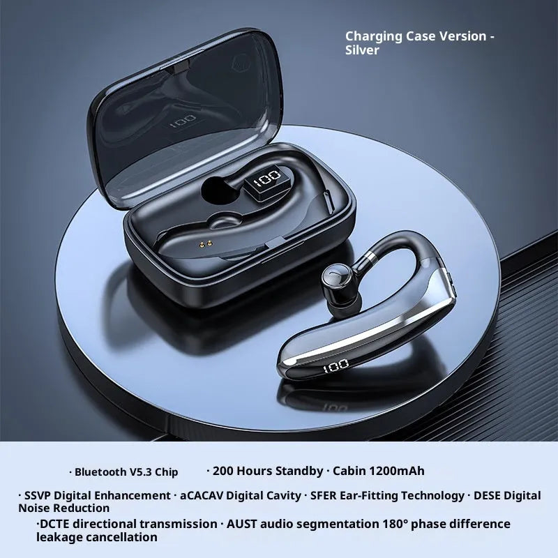 Bone conduction sports Bluetooth headset in ear hook style with digital display