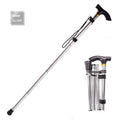 Aluminium folding walking cane with a non-slip handle, shown extended and in silver colour.