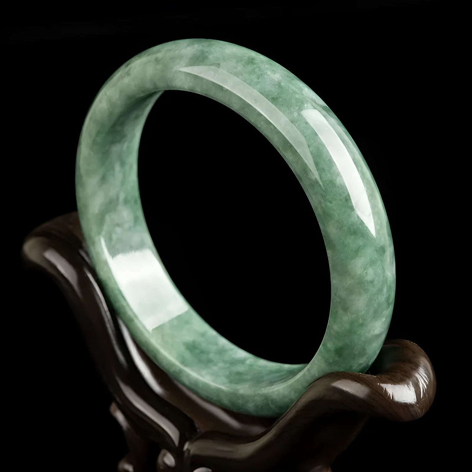 Dark pea green jade beaded bracelet for women on a gift box with certificate.