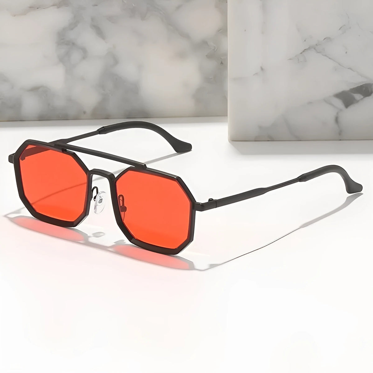 Steampunk double beam metal polygon large frame sunglasses for men with multiple colour options