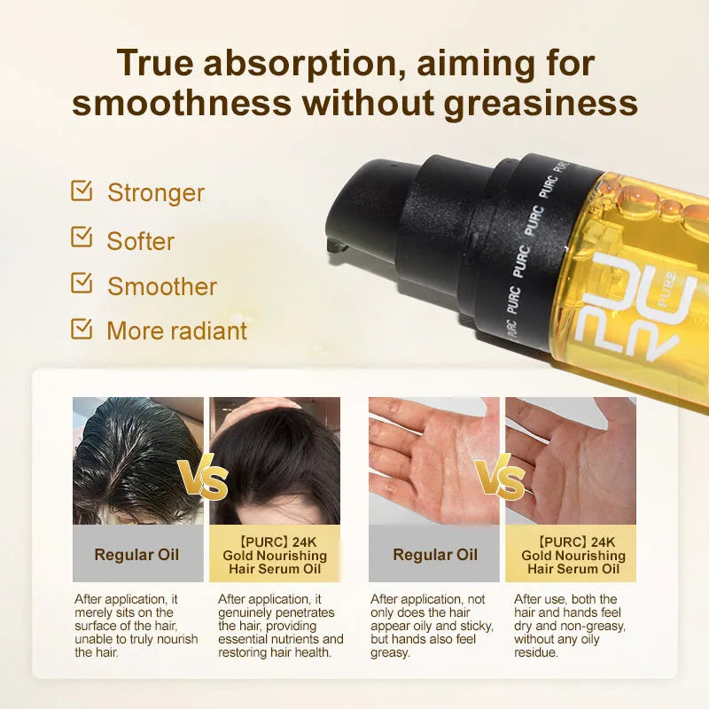 Yellow hair essential oil in 50ml bottle with dropper for curly hair repair and scalp treatment