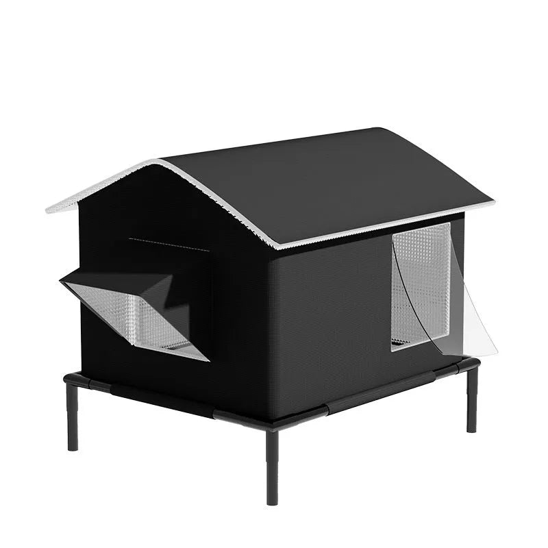 Black Oxford cloth outdoor pet bed for cats and small dogs with lock temperature design