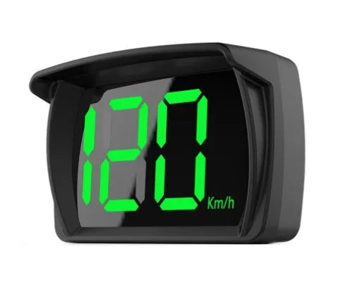 Universal HUD head-up display car speedometer with USB cable, non-slip mat, and ABS housing in white and green colour options