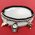 Zinc alloy Halloween pet collar decoration with geometric pumpkin bat pattern for small dogs 15-38 cm