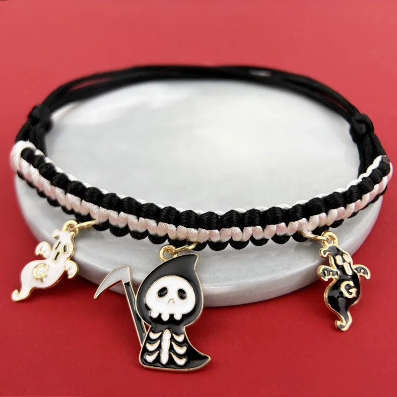 Zinc alloy Halloween pet collar decoration with geometric pumpkin bat pattern for small dogs 15-38 cm