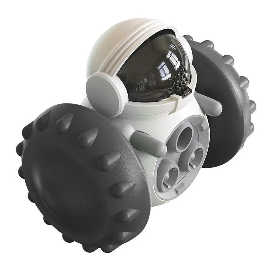 Robot design dog treat dispenser toy with roller mechanism in five colour options