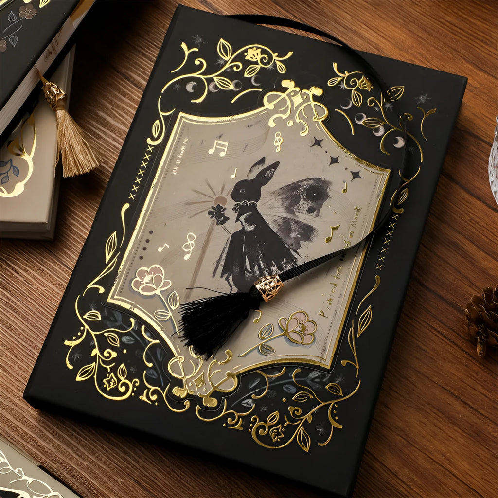 Retro Gothic style A5 notebook with animal theme cover, size 11.6 by 16.5 centimetres.